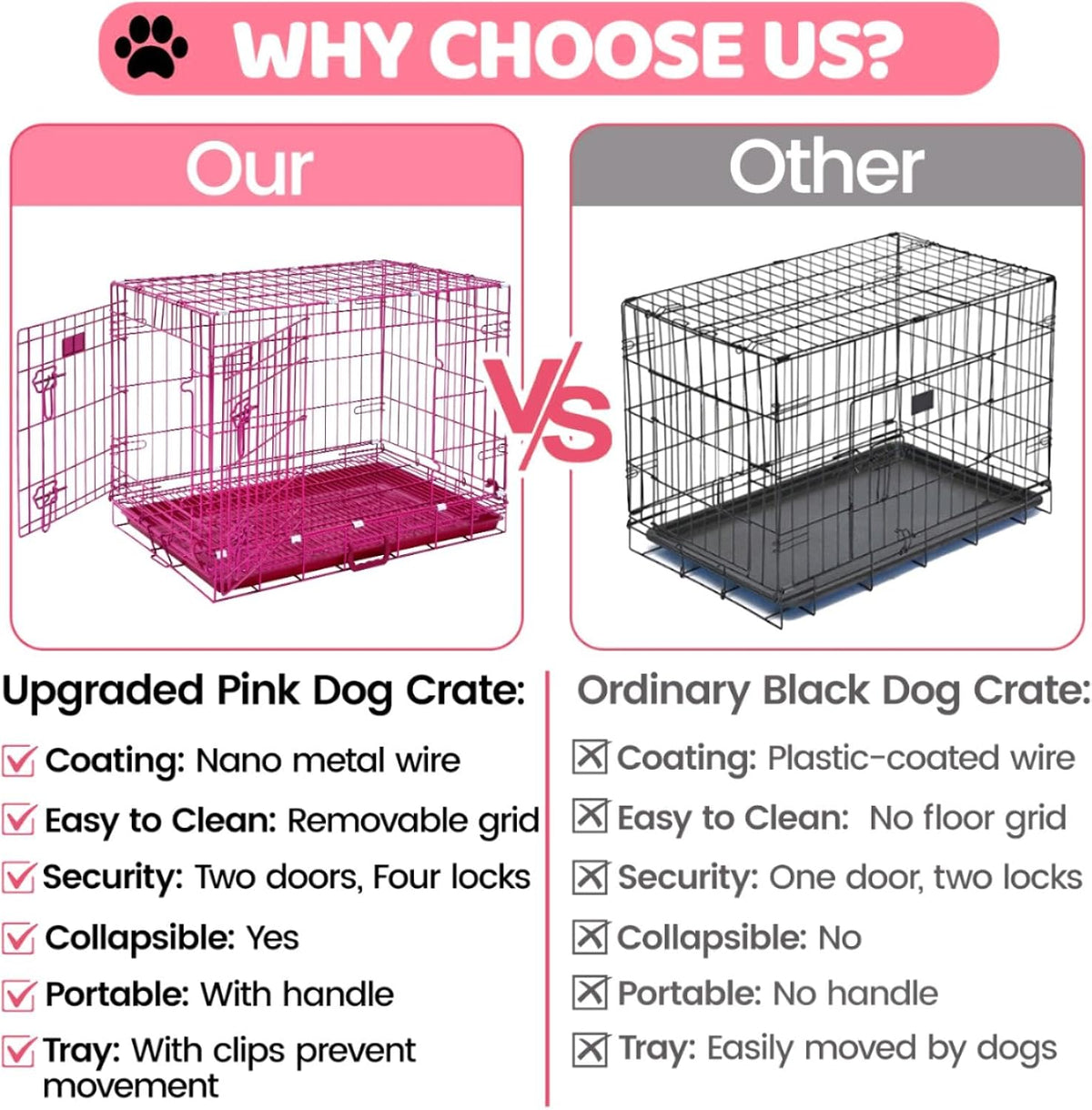 homey pet 24 inch small dog crate for, front angle view