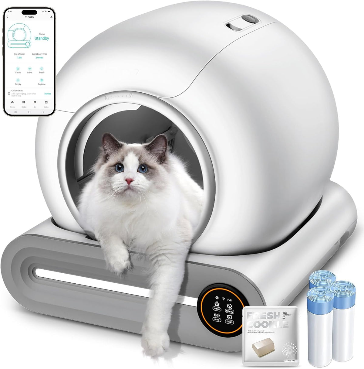 automatic litter box, app control, 65l+9l large capacity,3, main product view