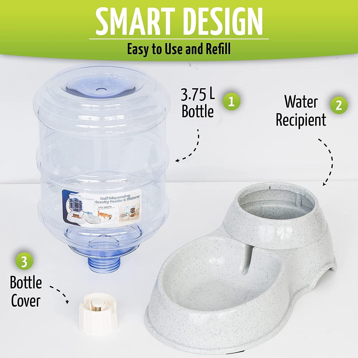 zonetech pet feeder dispenser 2 pack- premium quality showing dimensions
