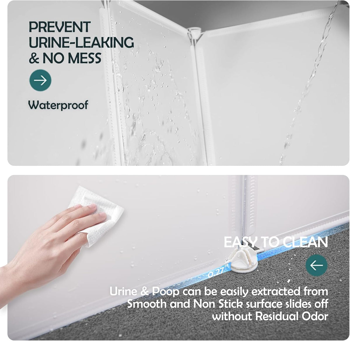 meexpaws cat litter box enclosure, splash guard, pee, side view