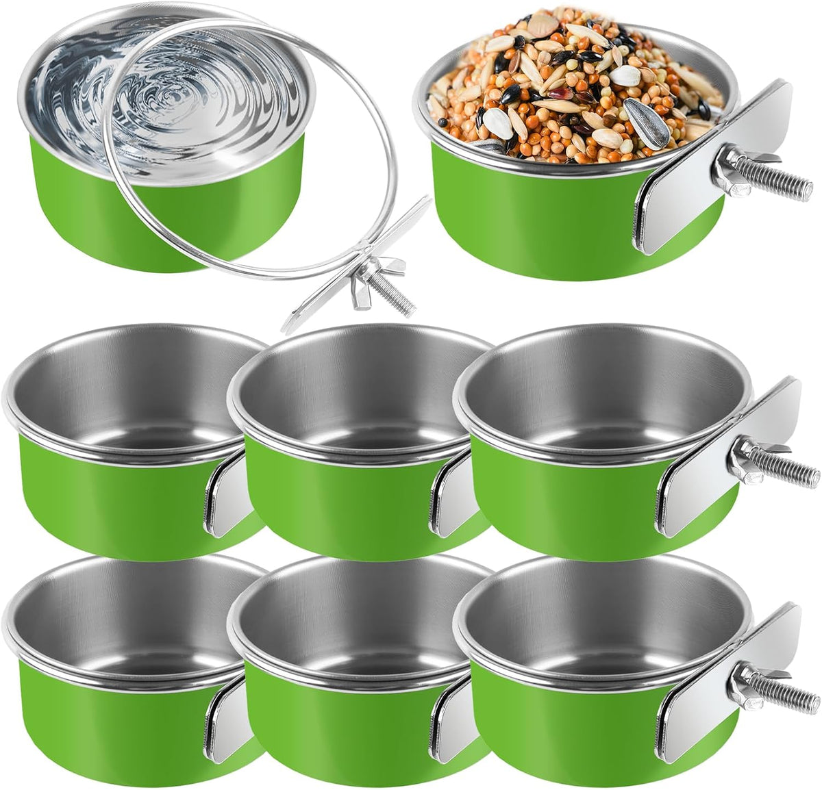 stainless steel bird bowls for cage (8 pack)–, main product view
