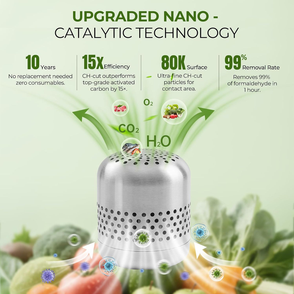 fridge deodorizer, up to 10 years, refrigerator odor, close-up detail