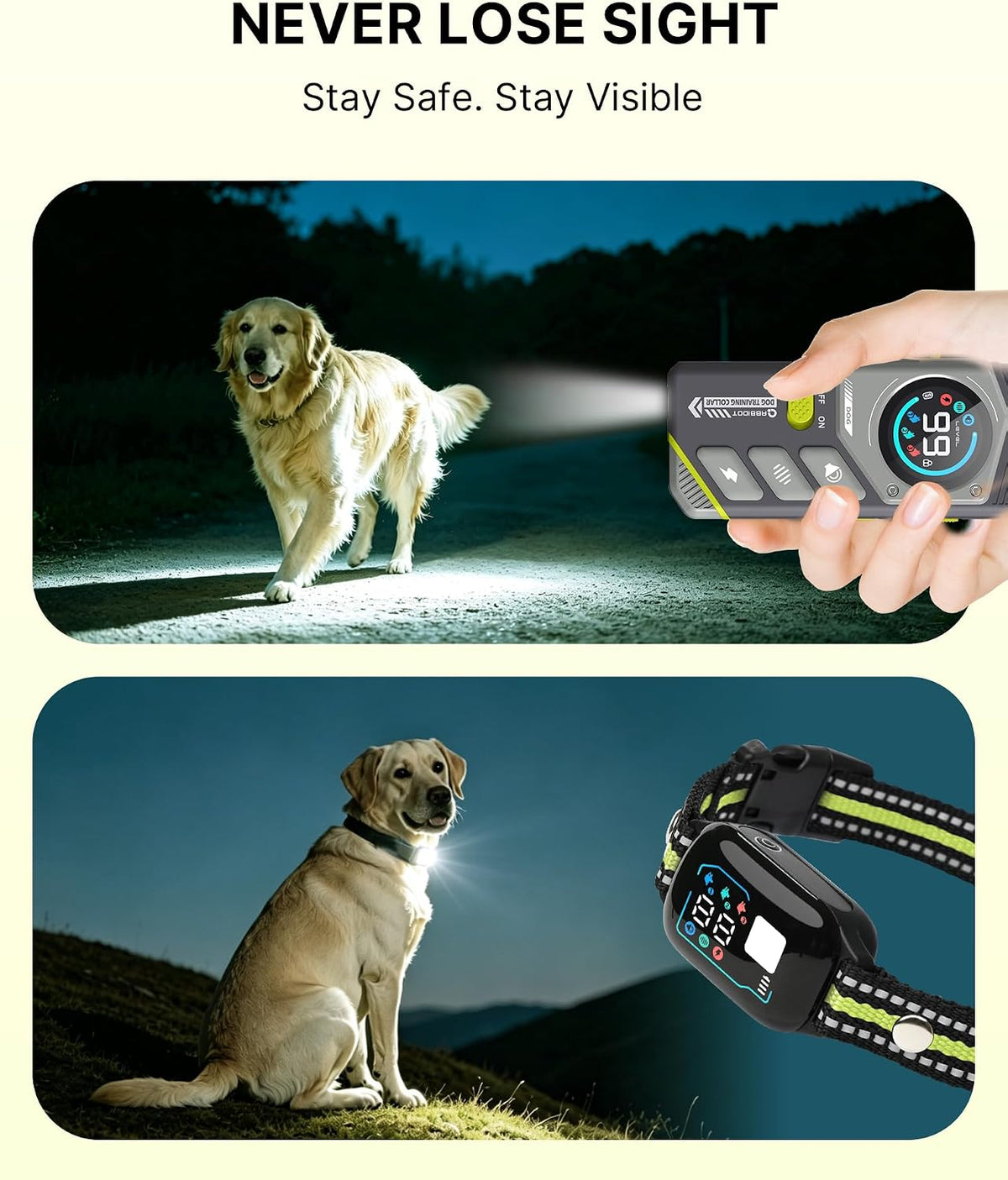 abbidot shock collar for dogs - 4200ft dog, side view