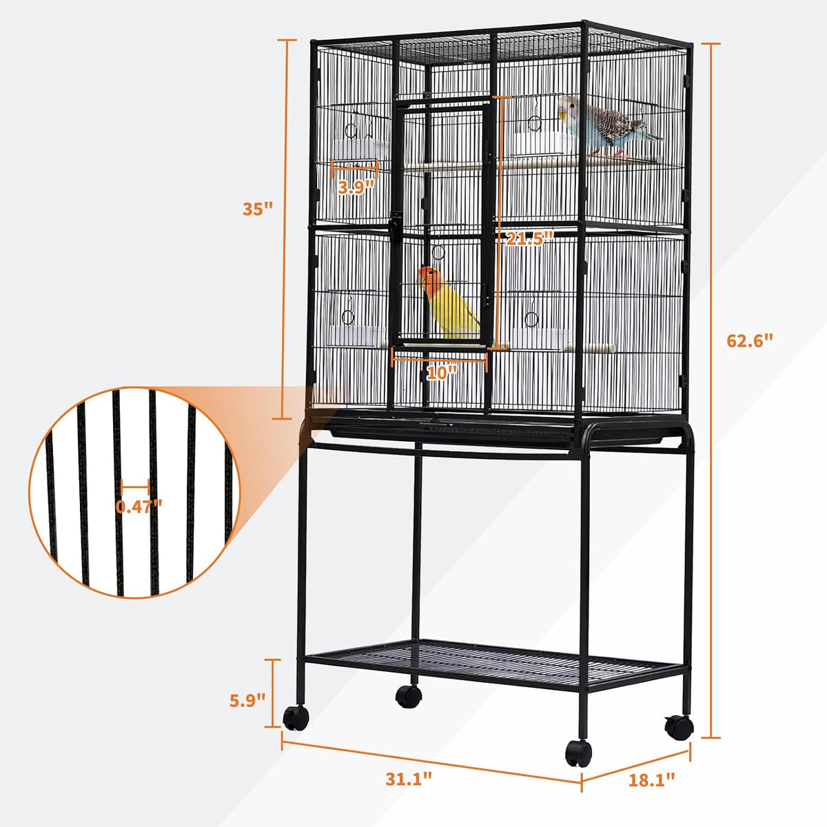 garvee large bird cage,62.6" h big bird cage, close-up detail