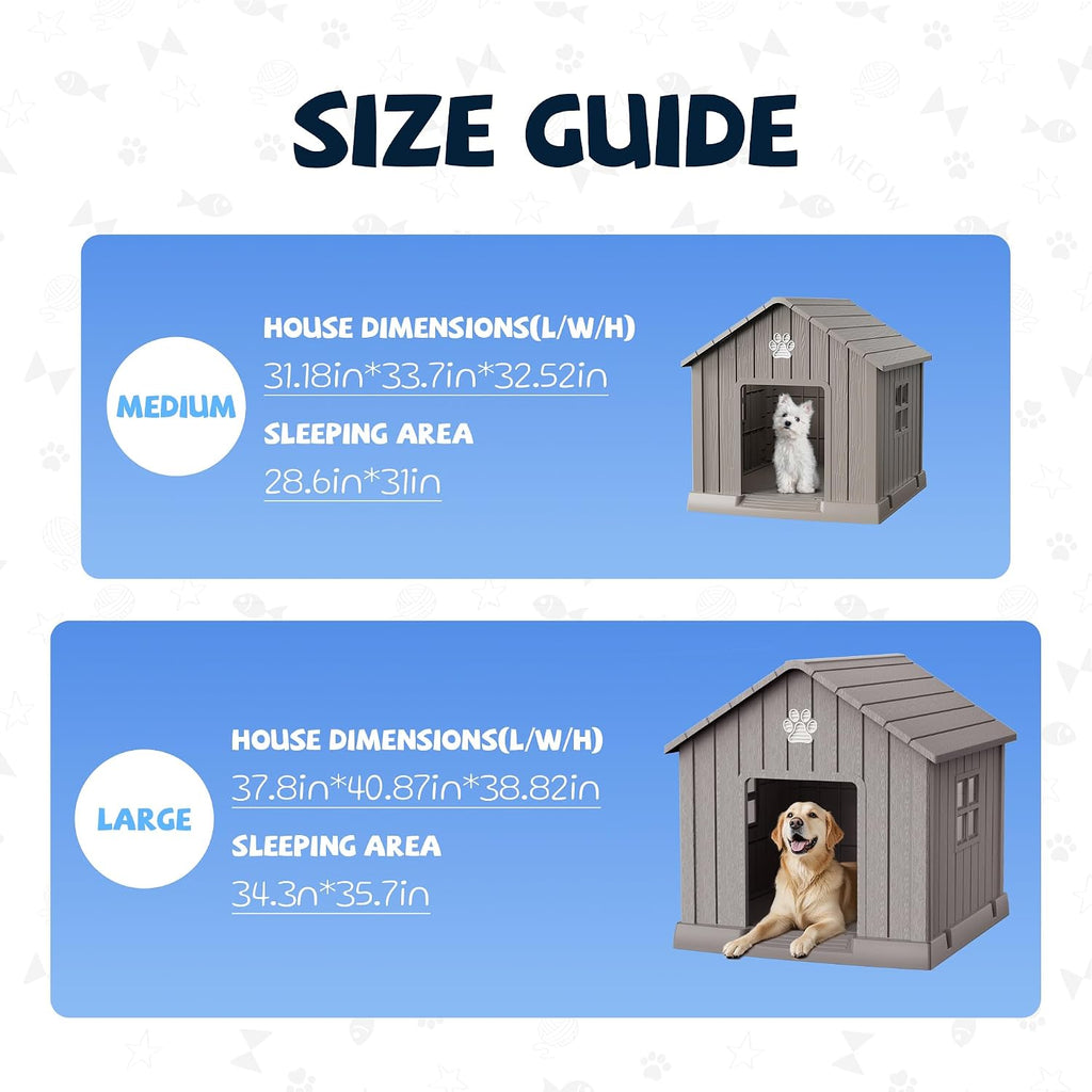 vixzen dog house outdoor, 31 inches weatherproof resin, side view