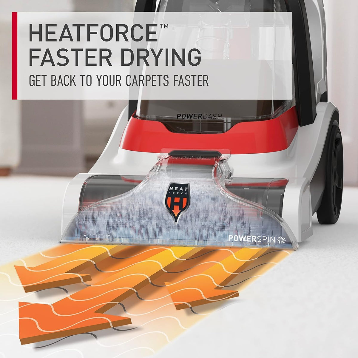 hoover powerdash pet+ compact carpet cleaner machine, fh50704v, side view