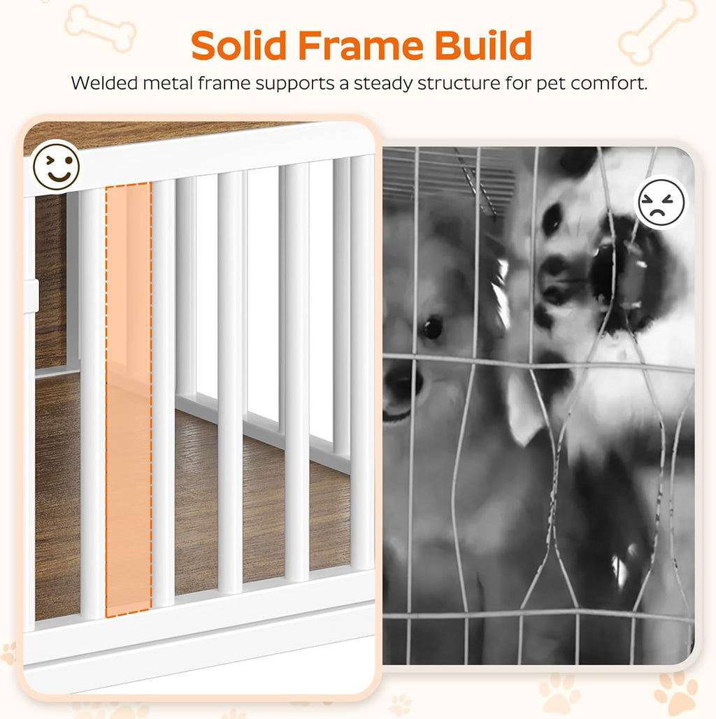 yatiney dog crate furniture, wooden dog kennel with, side view