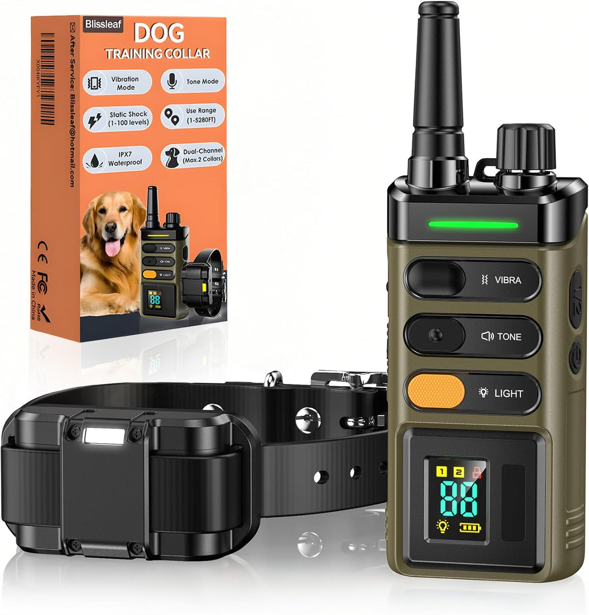 dog shock collar, ipx7 waterproof dog training collar, main product view
