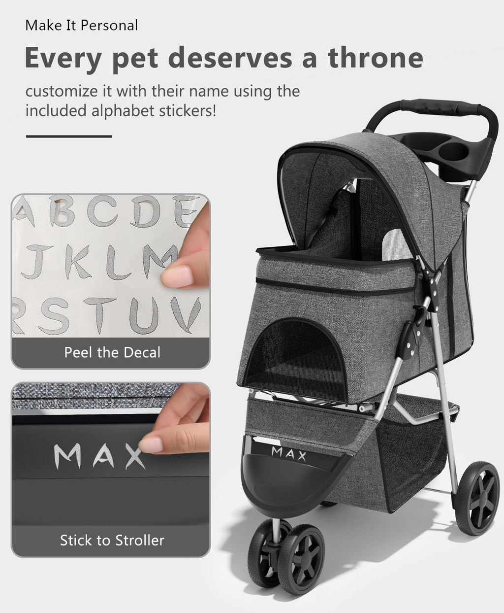 os motor 3 wheels pet stroller for small on a desk or shelf