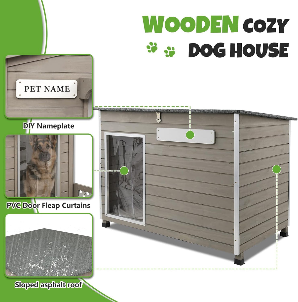 large outdoor dog house, weatherproof wood with chew-resistant on a desk or shelf