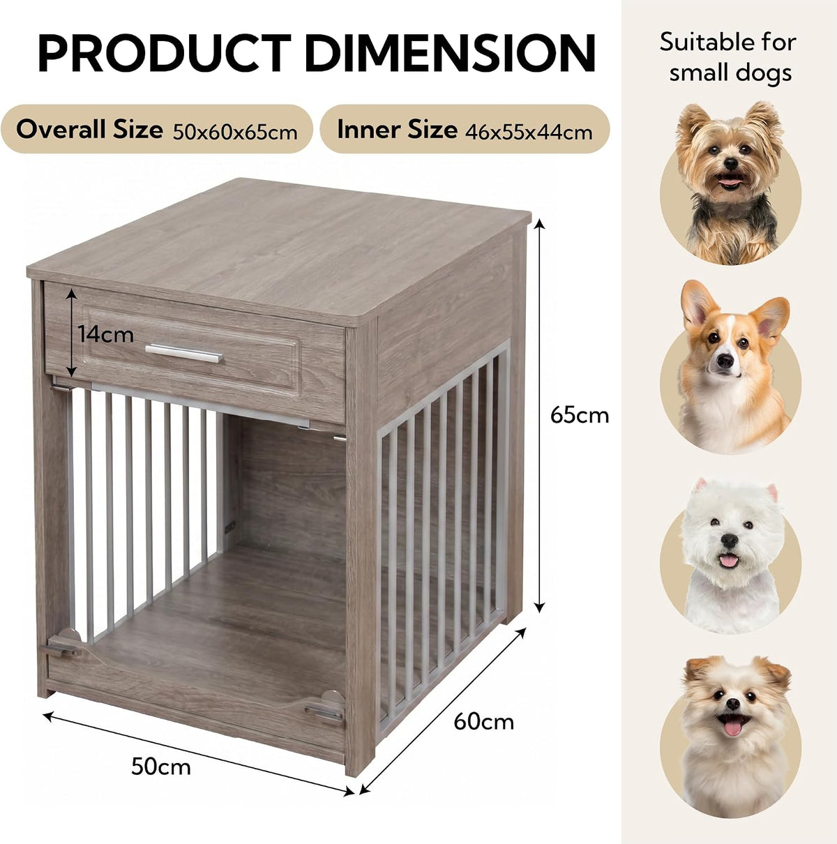 dog crate furniture end table with flip-up door shown in use