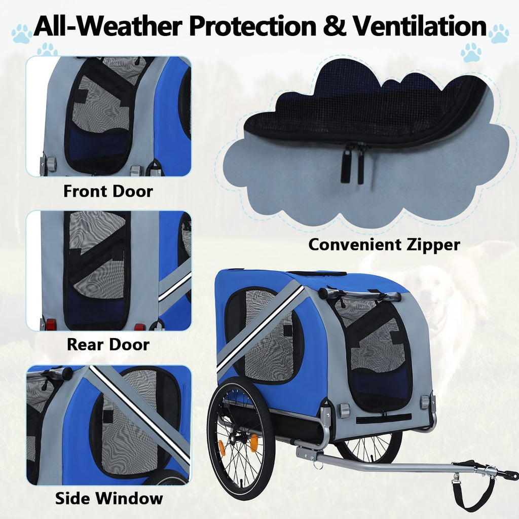 large dog trailer for bike, folding bike trailer, close-up detail