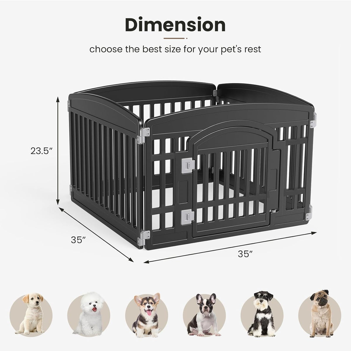 dog playpen 4-panel, 24in puppy playpen, stable dog showing dimensions