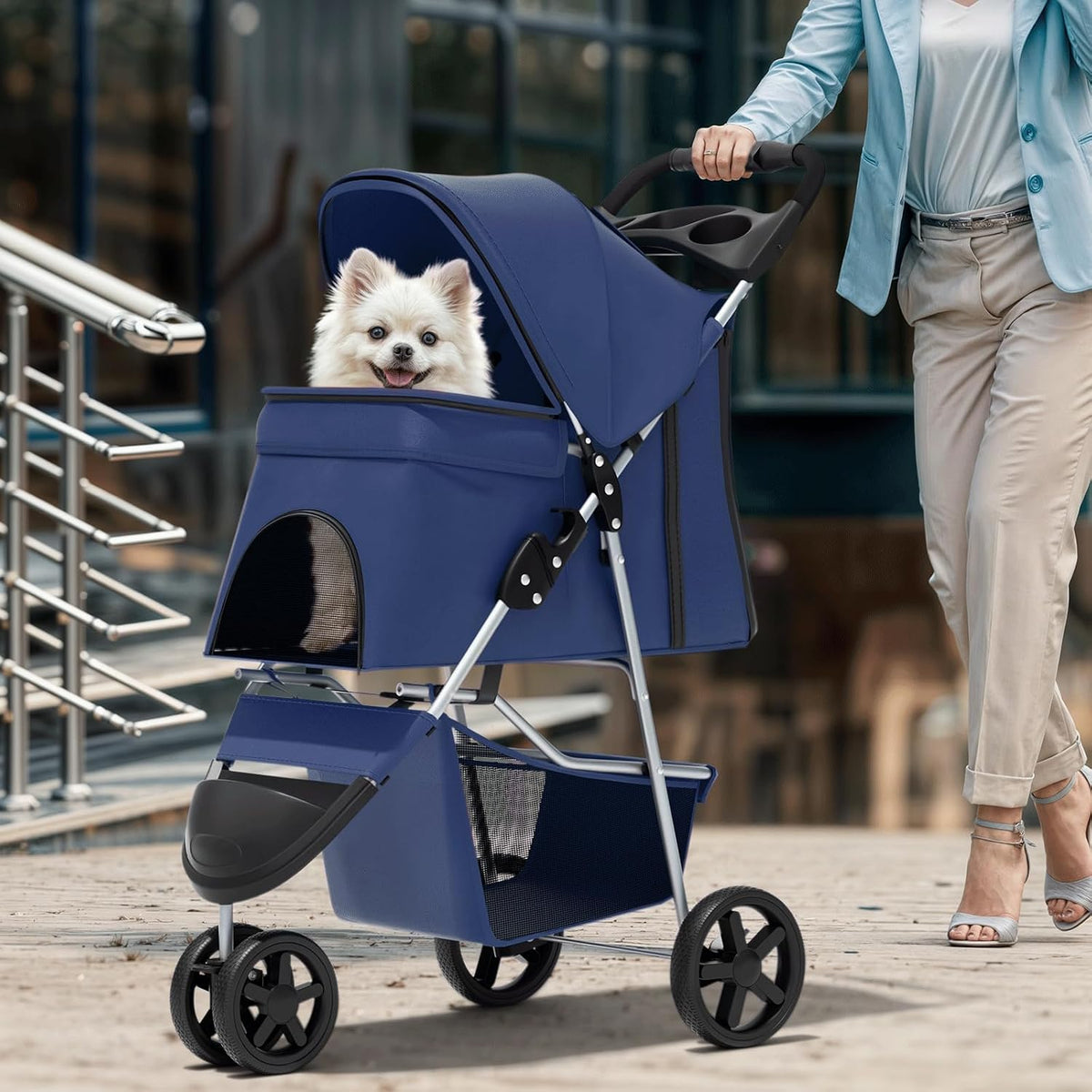 magshion 3-wheel pet stroller for small/medium dogs cats, close-up detail