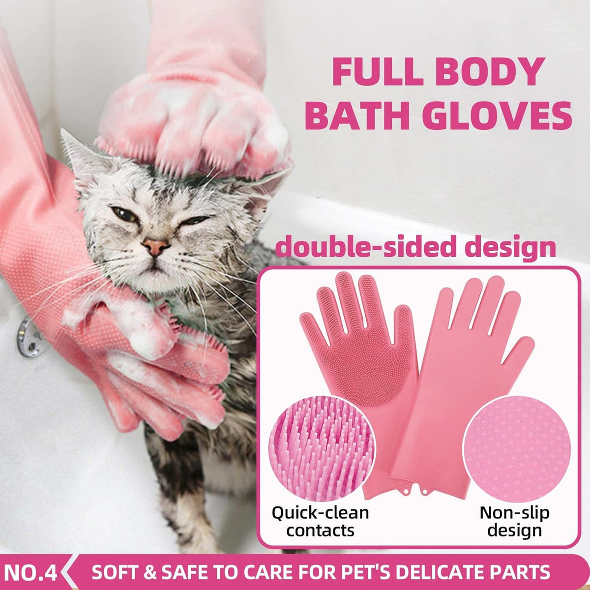 bath grooming kit for pets - hair brush showing dimensions