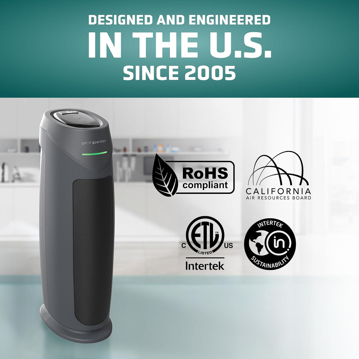 germguardian hepa indoor large room air purifier for, side view