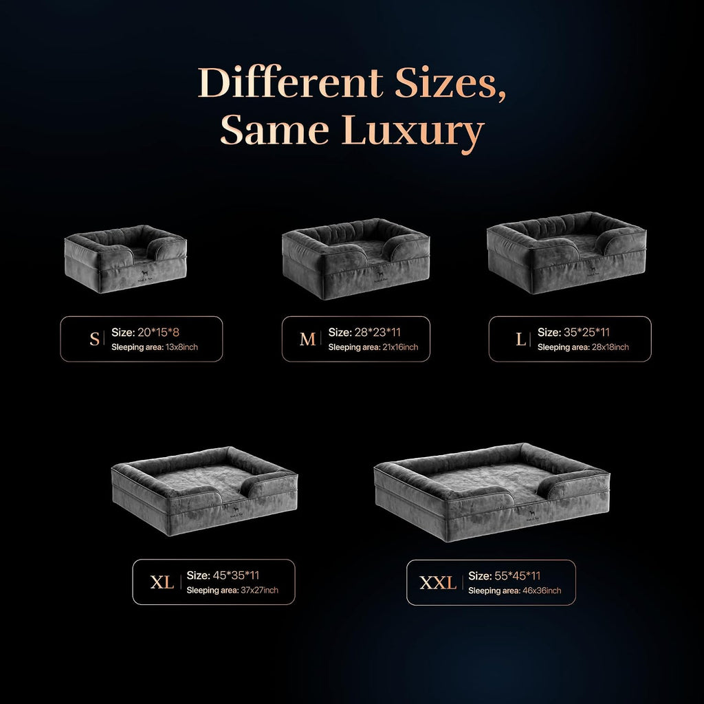 noah & paw xxl dog bed, orthopedic memory showing dimensions