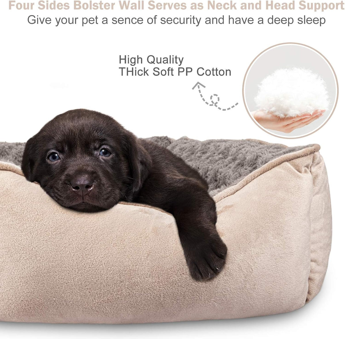 joejoy rectangle dog bed for large medium small shown in use