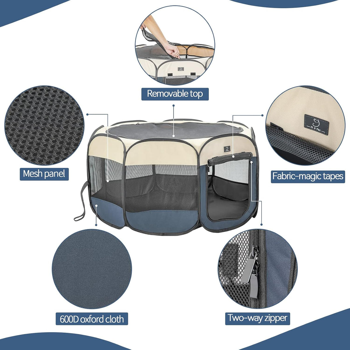 a 4 pet 49-in portable dog playpen for shown in use