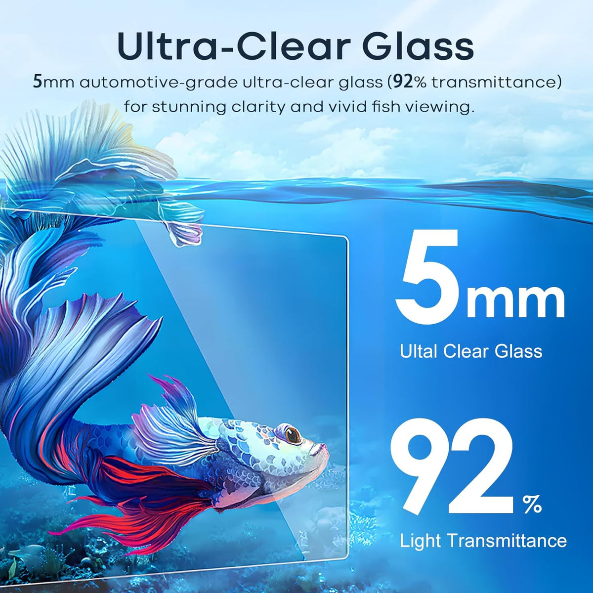 10 gallon glass fish tank, aquarium fish bowl shown in use