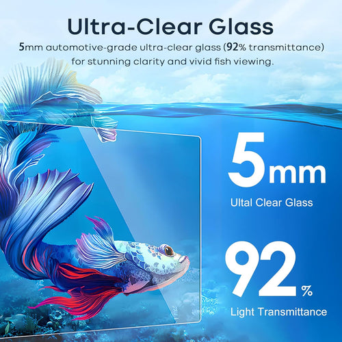 10 gallon glass fish tank, aquarium fish bowl shown in use