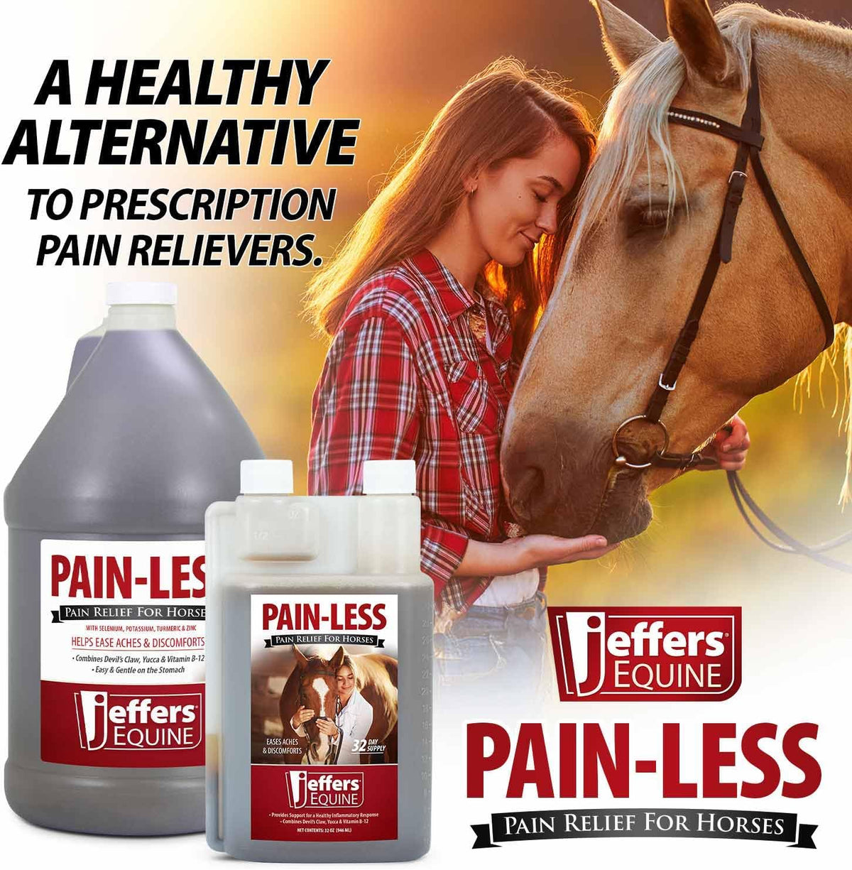 jeffers equine pain less liquid horse supplement –, close-up detail