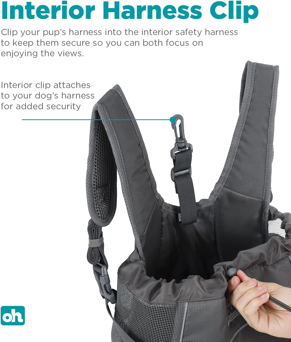 outward hound puppak dog front carrier, grey, medium, side view