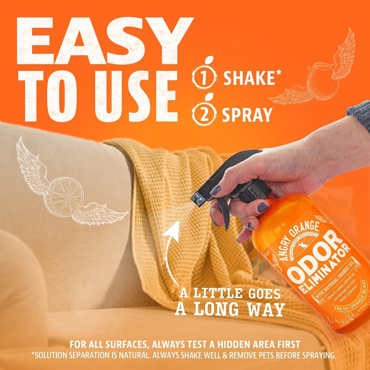 angry orange pet odor eliminator for strong odor, close-up detail