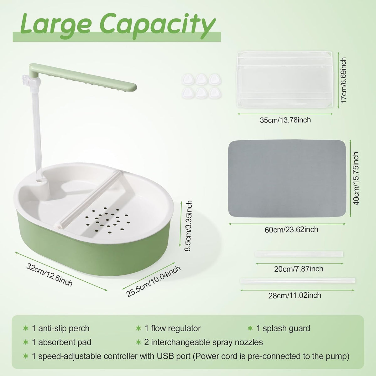 automatic parakeet bird bath, fountain birdbath with usb, close-up detail