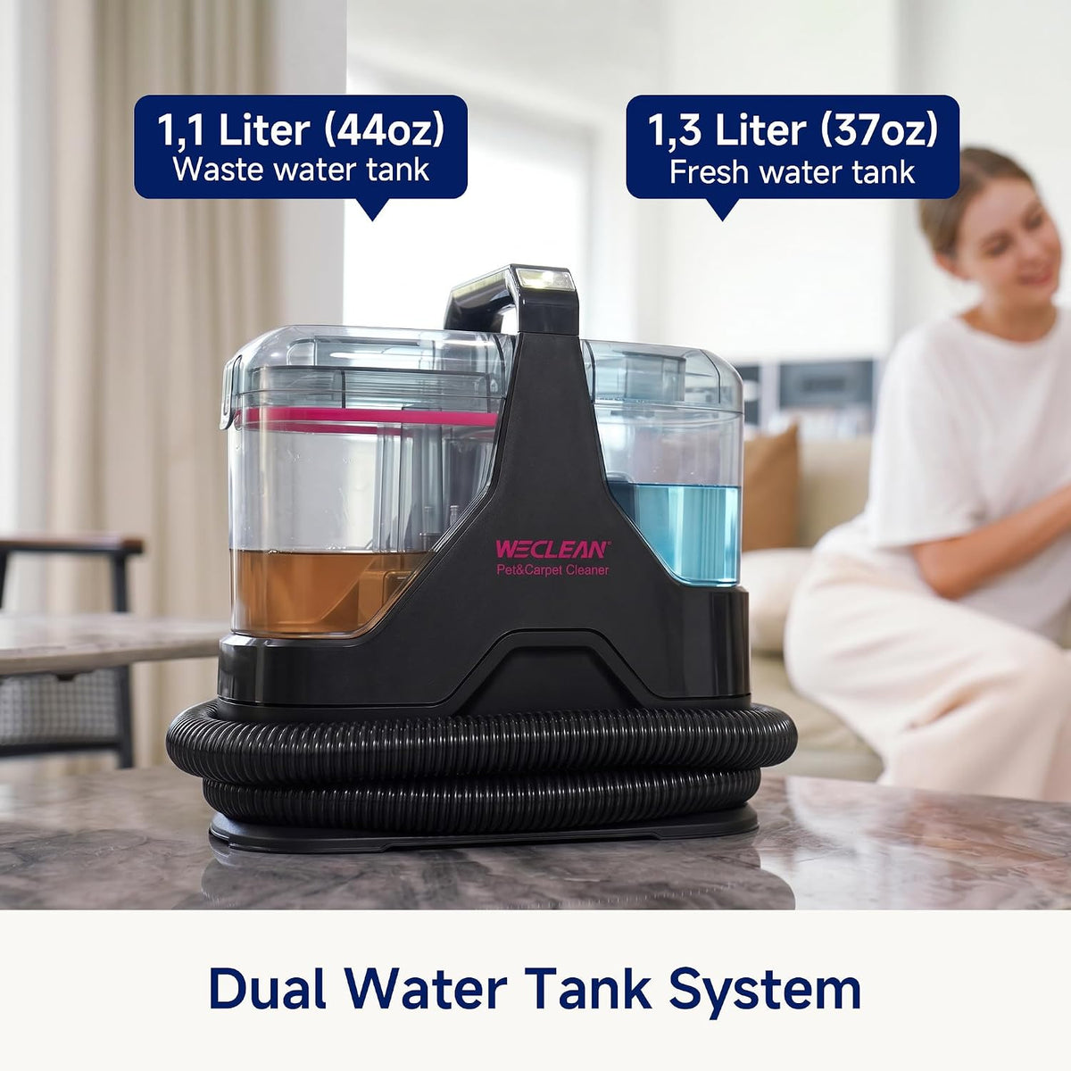 weclean c3 portable carpet cleaner, spot cleaner for showing dimensions