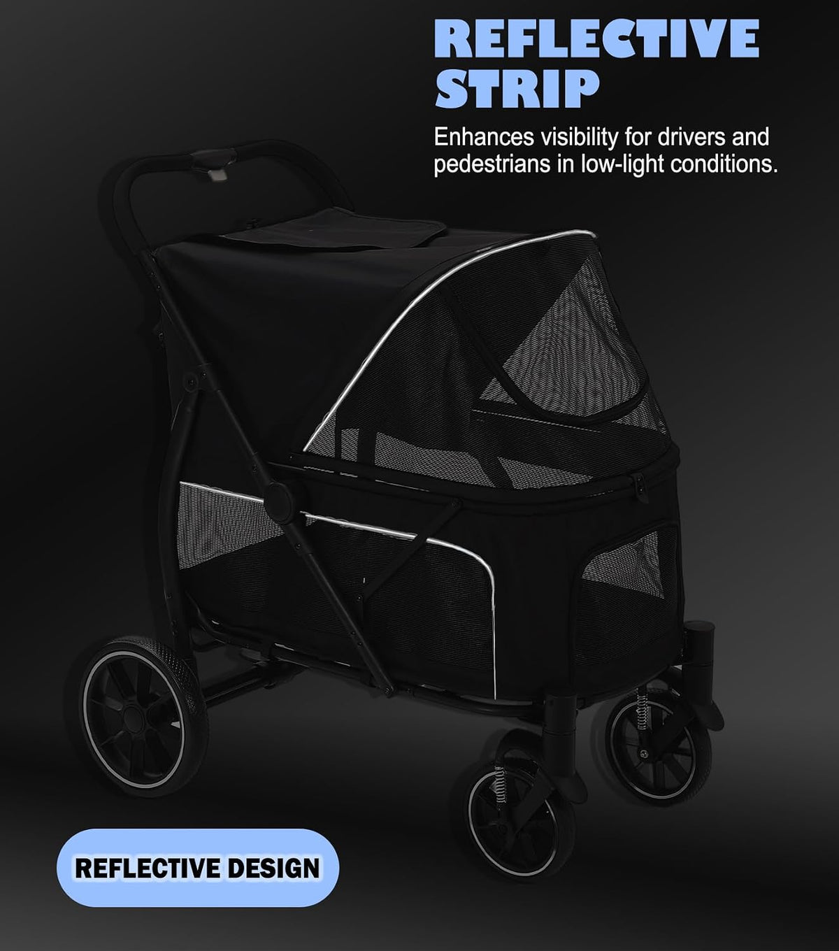 large dog stroller for multiple pets up to, front angle view