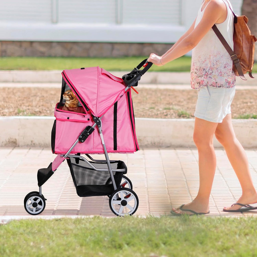 foldable pet stroller for cats and dogs 3, front angle view