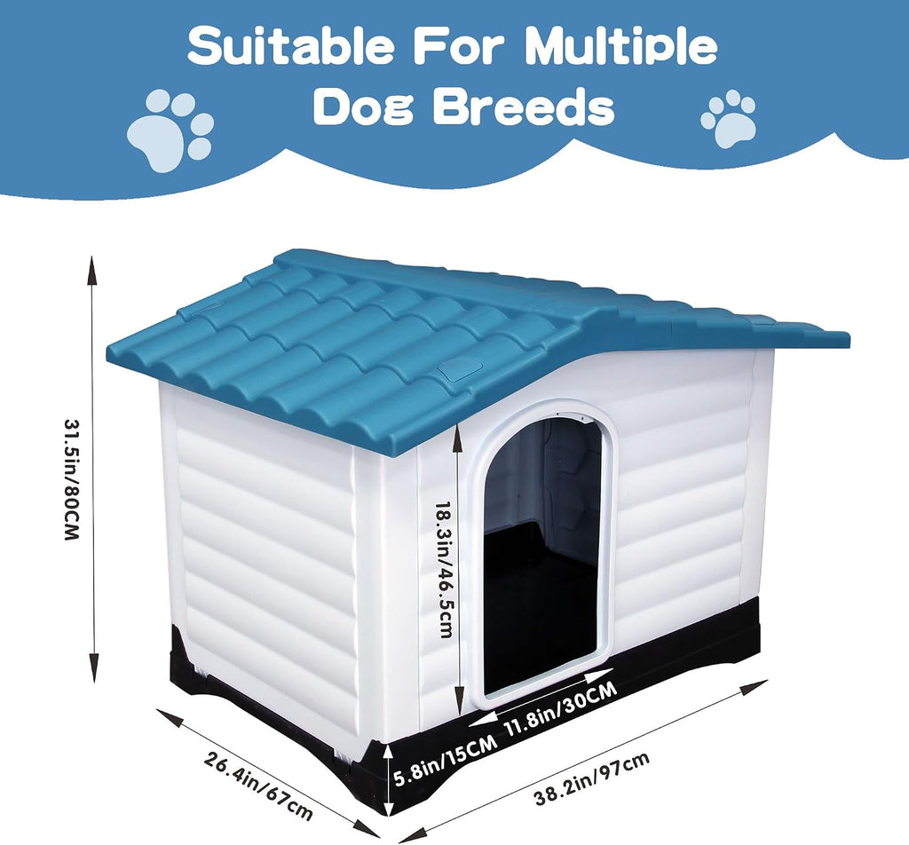 2-door large dog house for indoor and outdoor shown in use