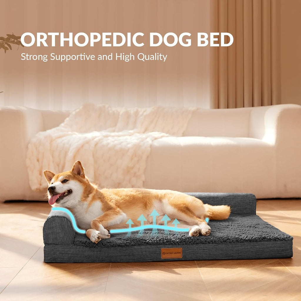 patas lague orthopedic large dog bed washable pet, side view