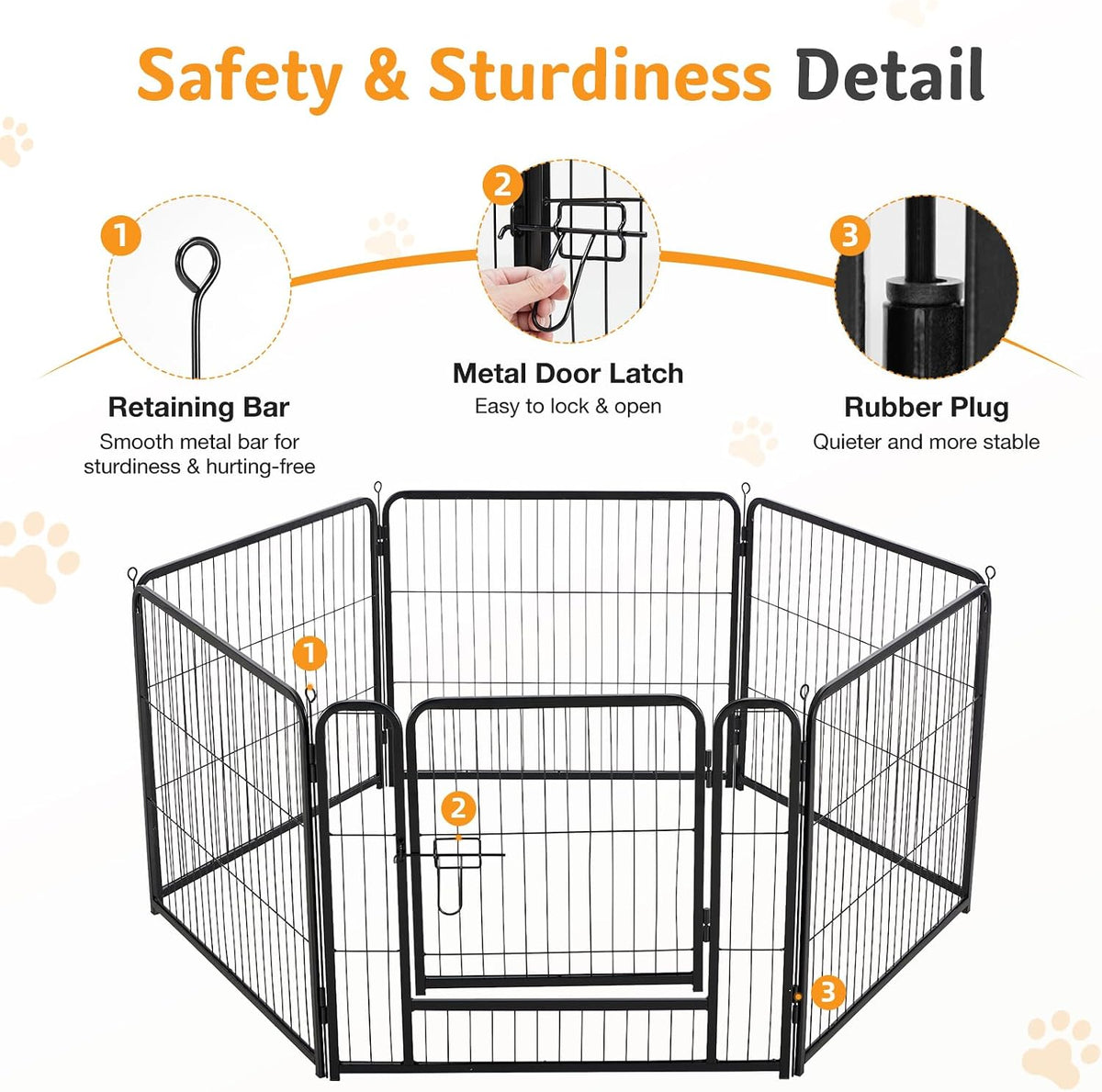 newbulig dog playpen indoor 40 inch 6 panels showing dimensions