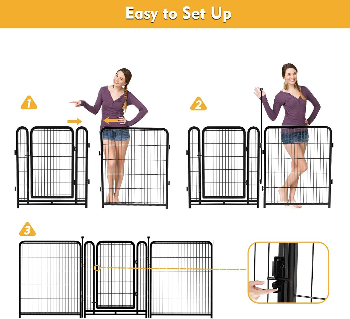 getlay dog playpen 32 inch(h) 4 panels dog showing dimensions
