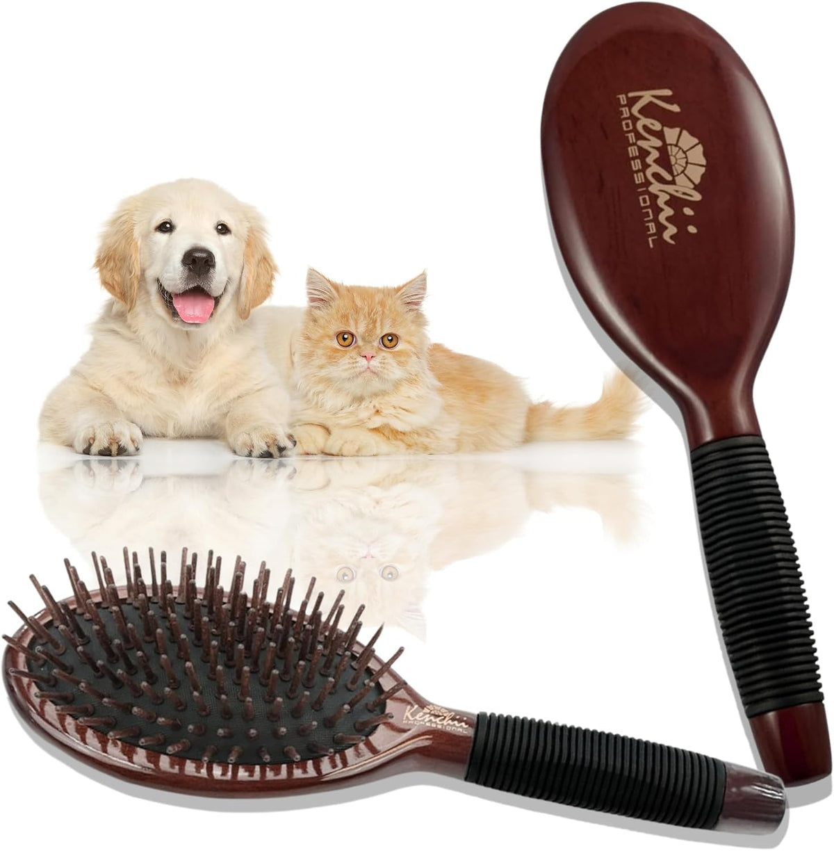 kenchii wooden pin brush for dogs and cats, main product view