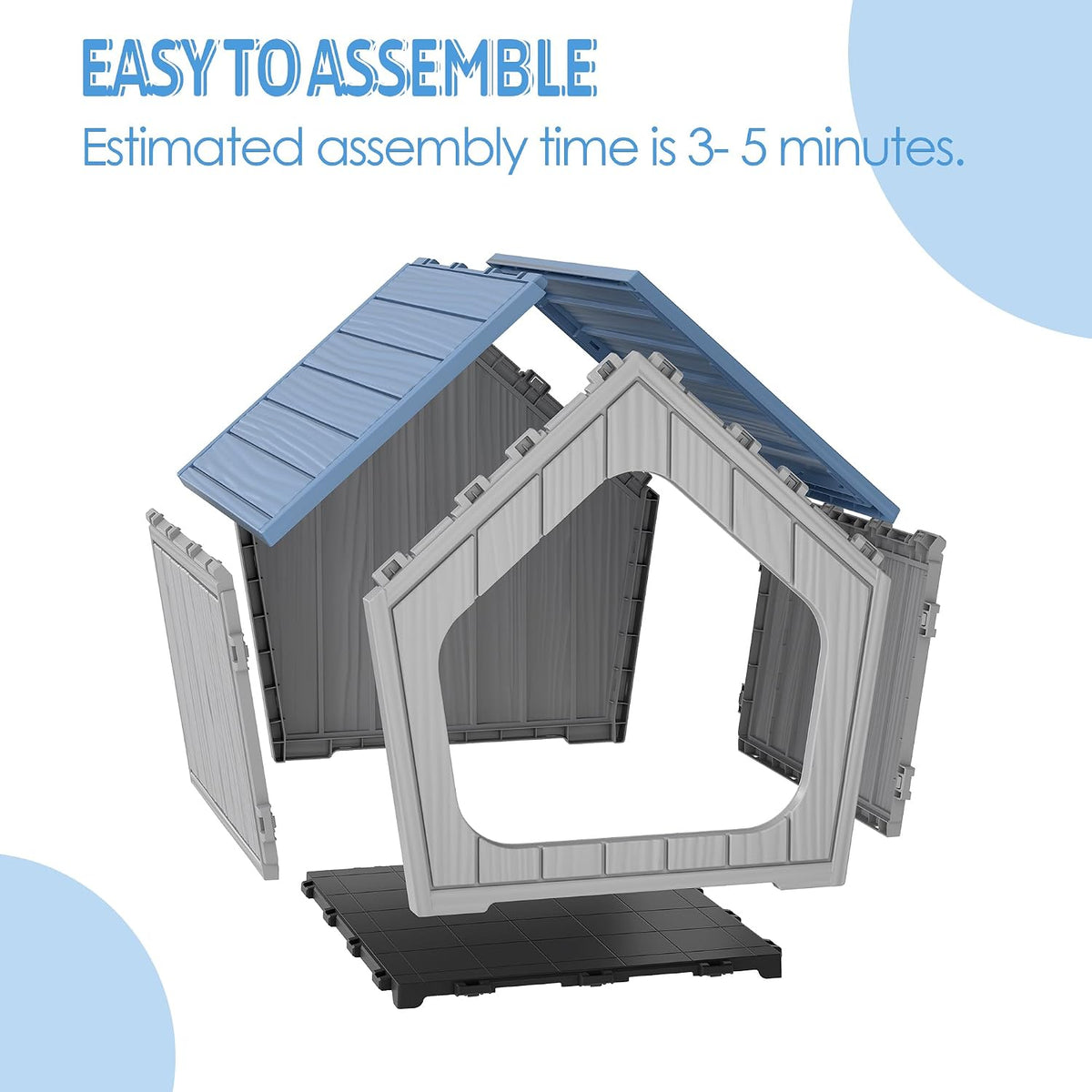 fancyango small dog house outdoor indoor, durable plastic, package contents