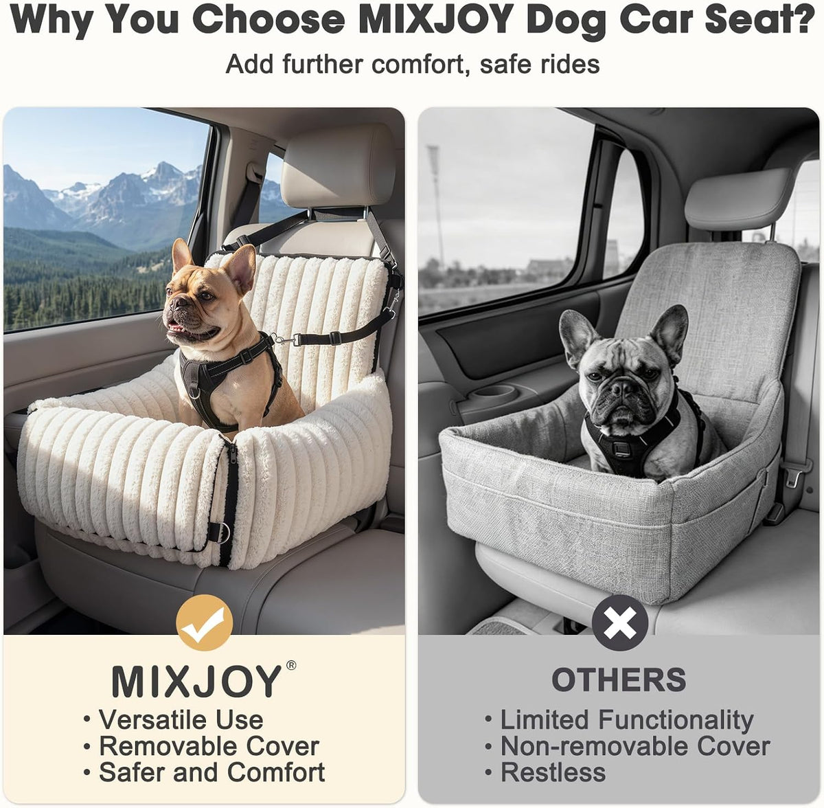 mixjoy 6-in-1 dog car seat for small/medium dogs, package contents