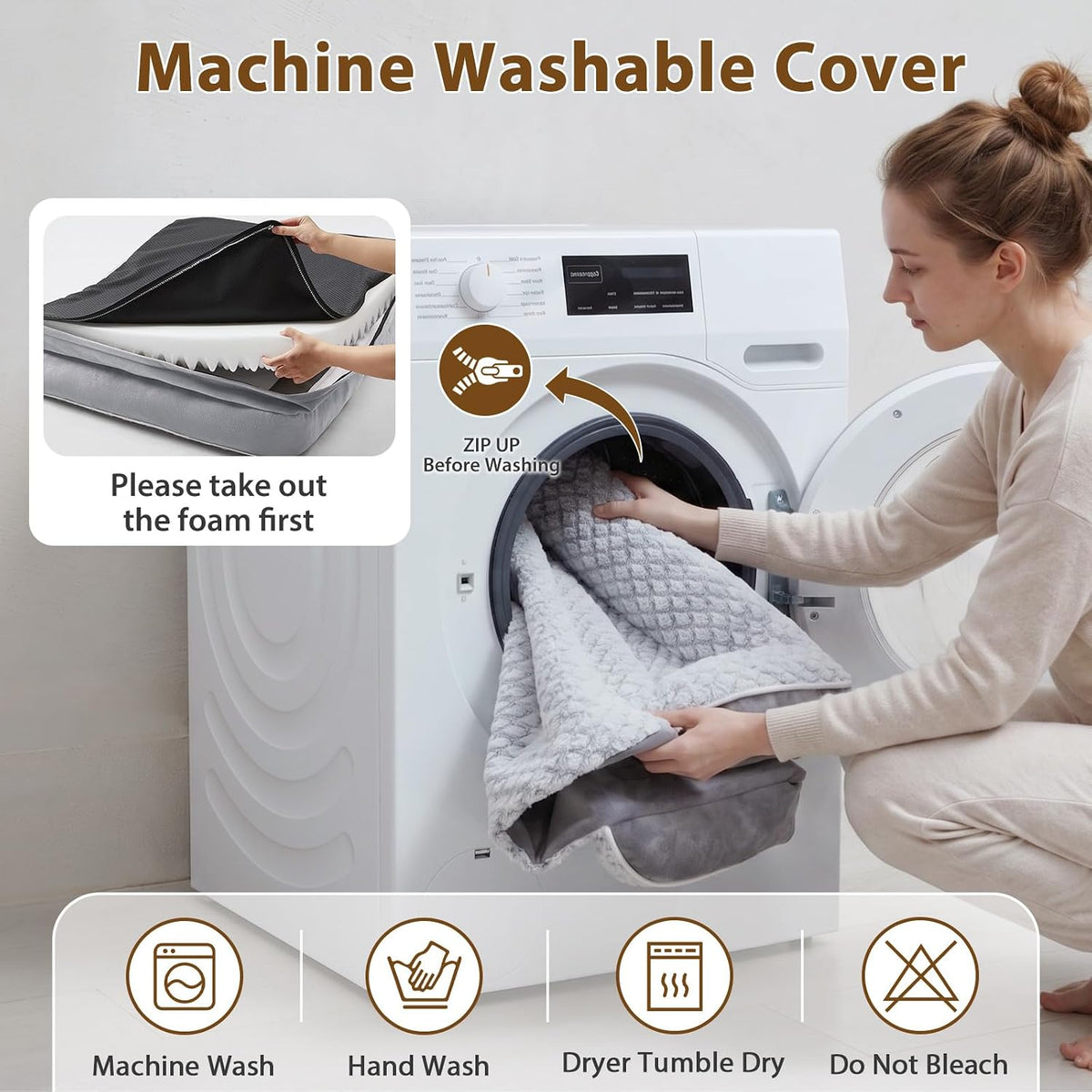 lextro washable orthopedic dog bed, waterproof couch for showing dimensions