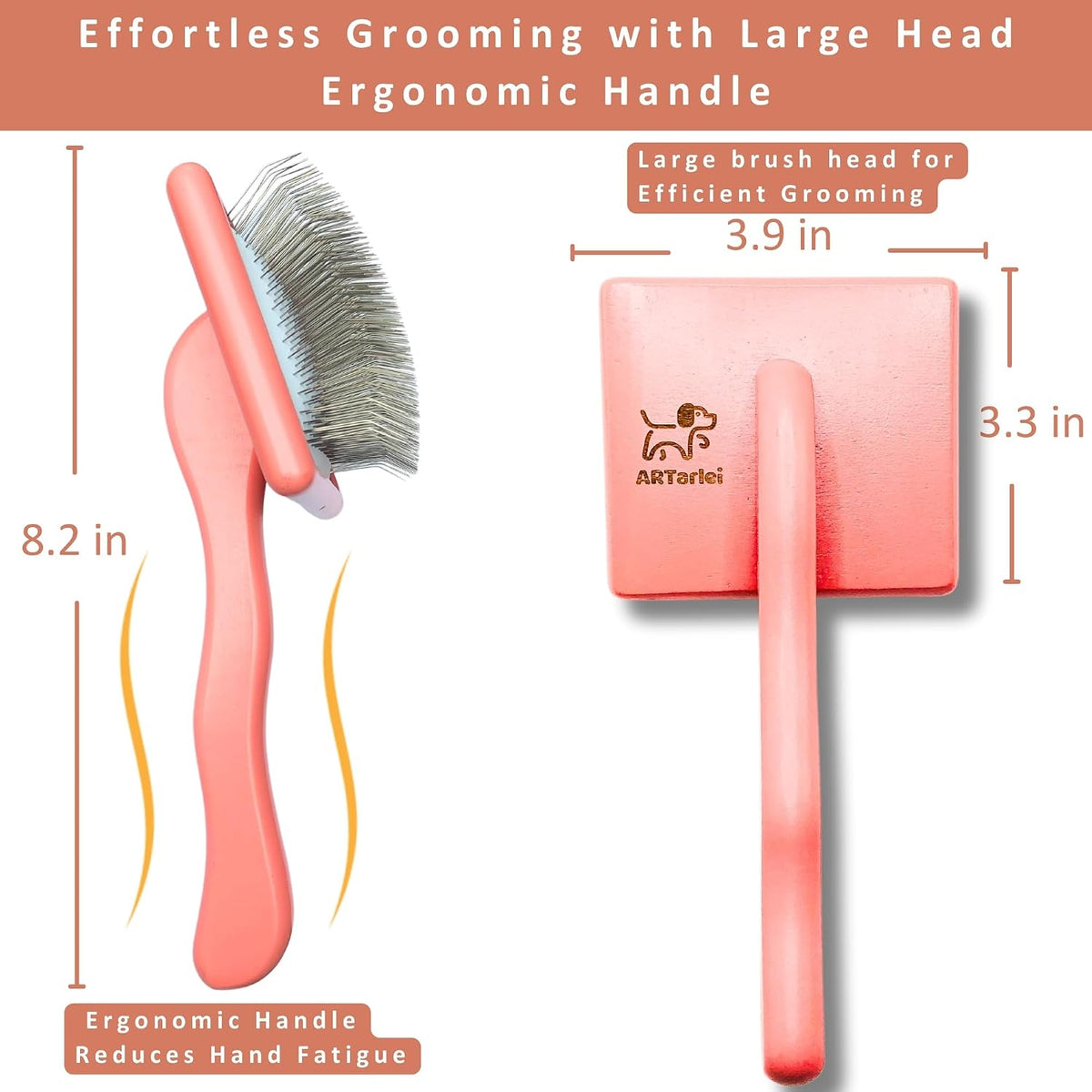2-in-1 dog slicker brush & comb for golden, side view