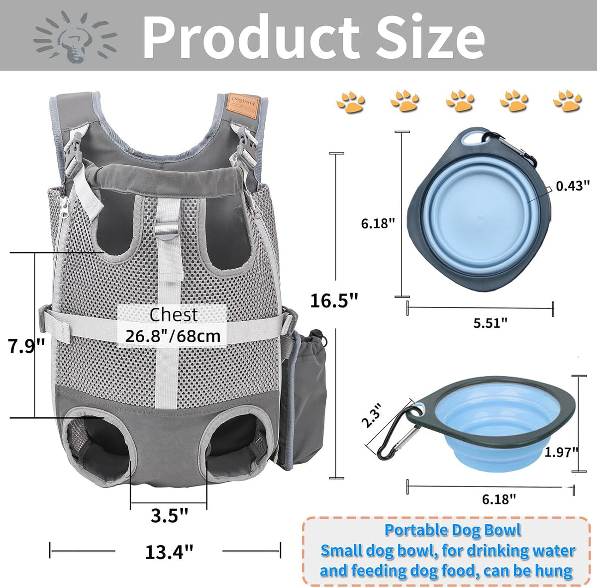 dog carrier backpack - legs out front facing, close-up detail