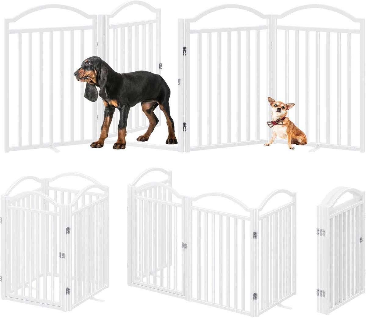 bhg metal no-assembly freestanding dog gate with door shown in use