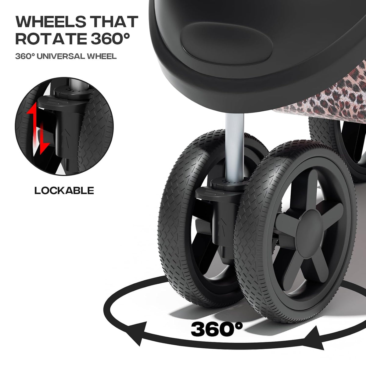 foldable 3-wheel pet stroller for dogs & cats, view 9