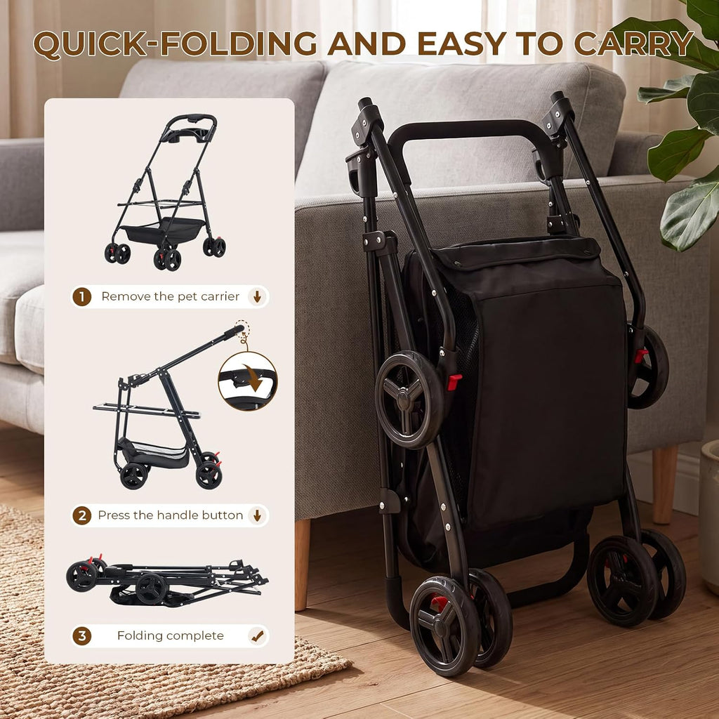4-wheel pet stroller for small medium dogs cats on a desk or shelf
