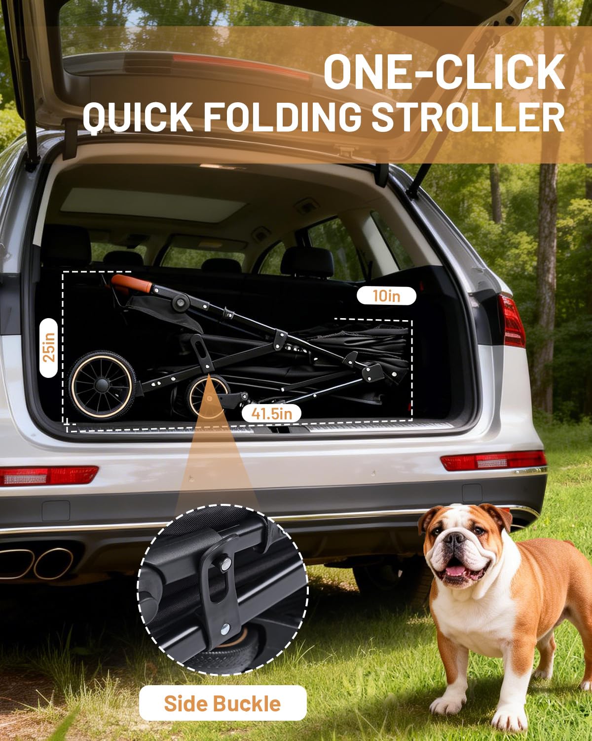 dog stroller for medium & large dogs up, front angle view
