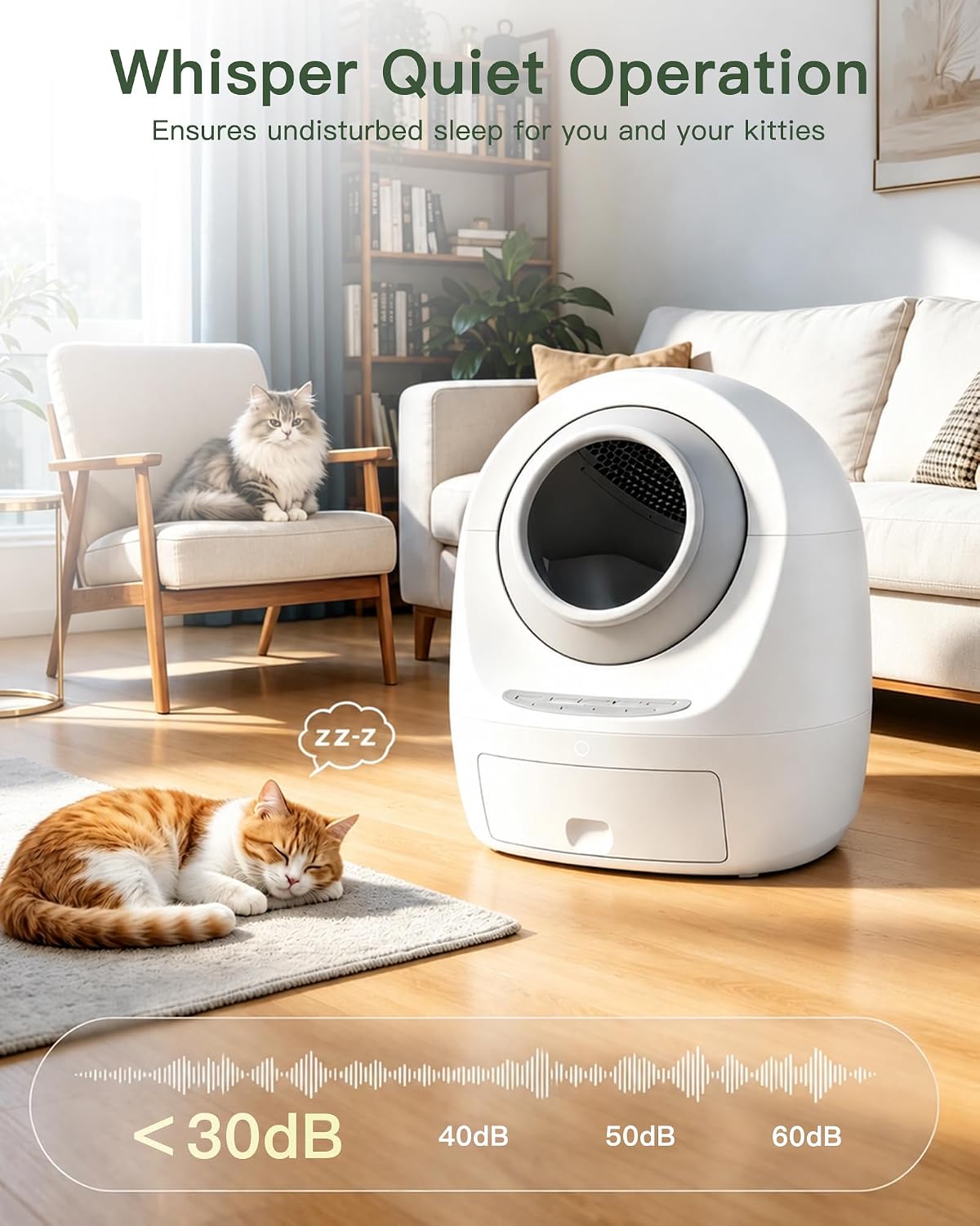 casa leo automatic self cleaning cat litter box, side view
