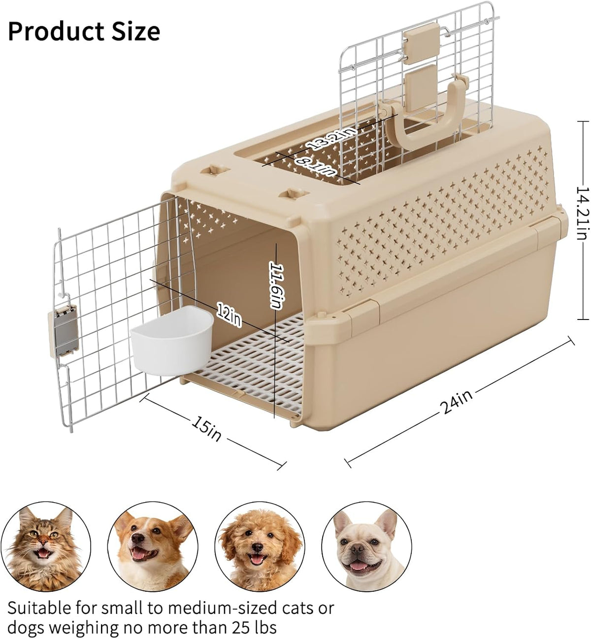 rizzari beige dog carrier: portable pet crate for, close-up detail
