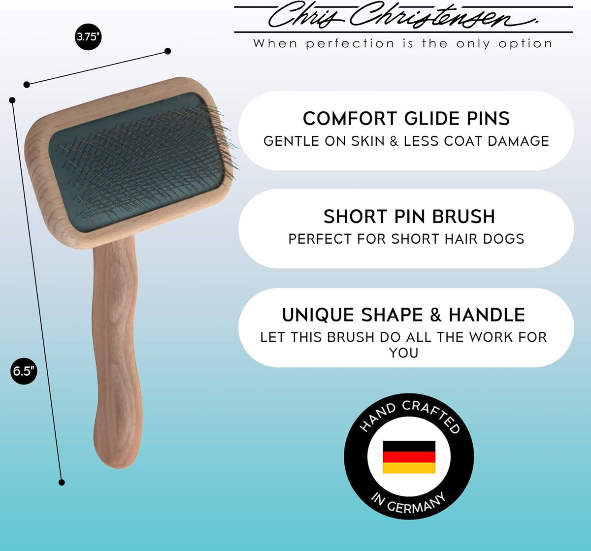 chris christensen groomer's bundle - 6 in. cat/carding, side view