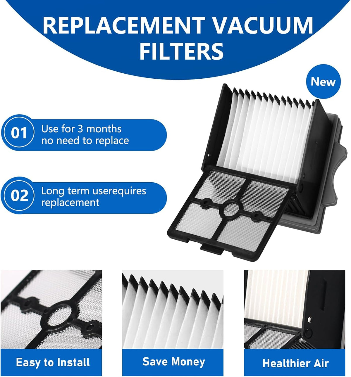 keluke replacement brush roller & filters for tineco, side view